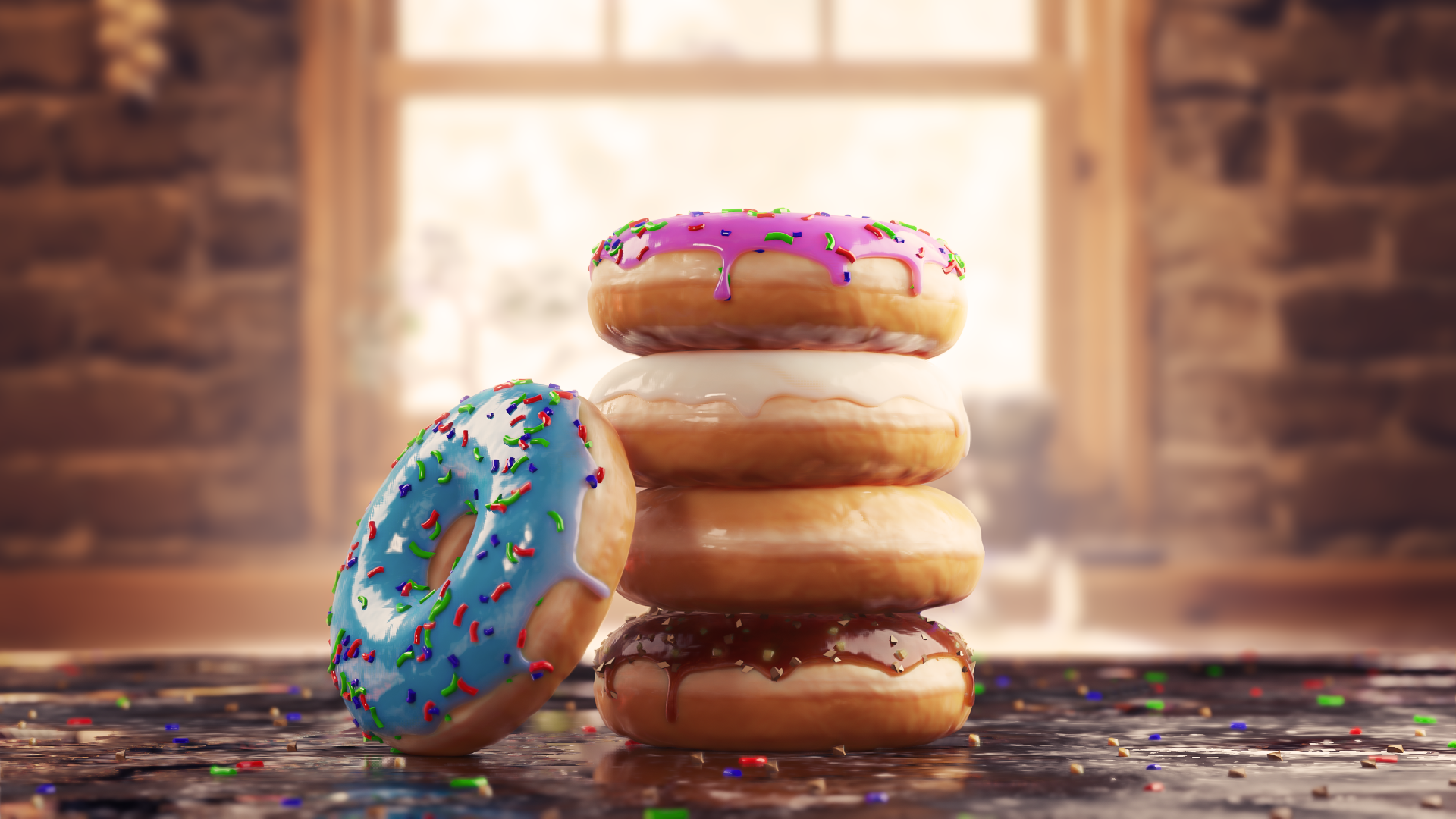 A bunch of donuts render